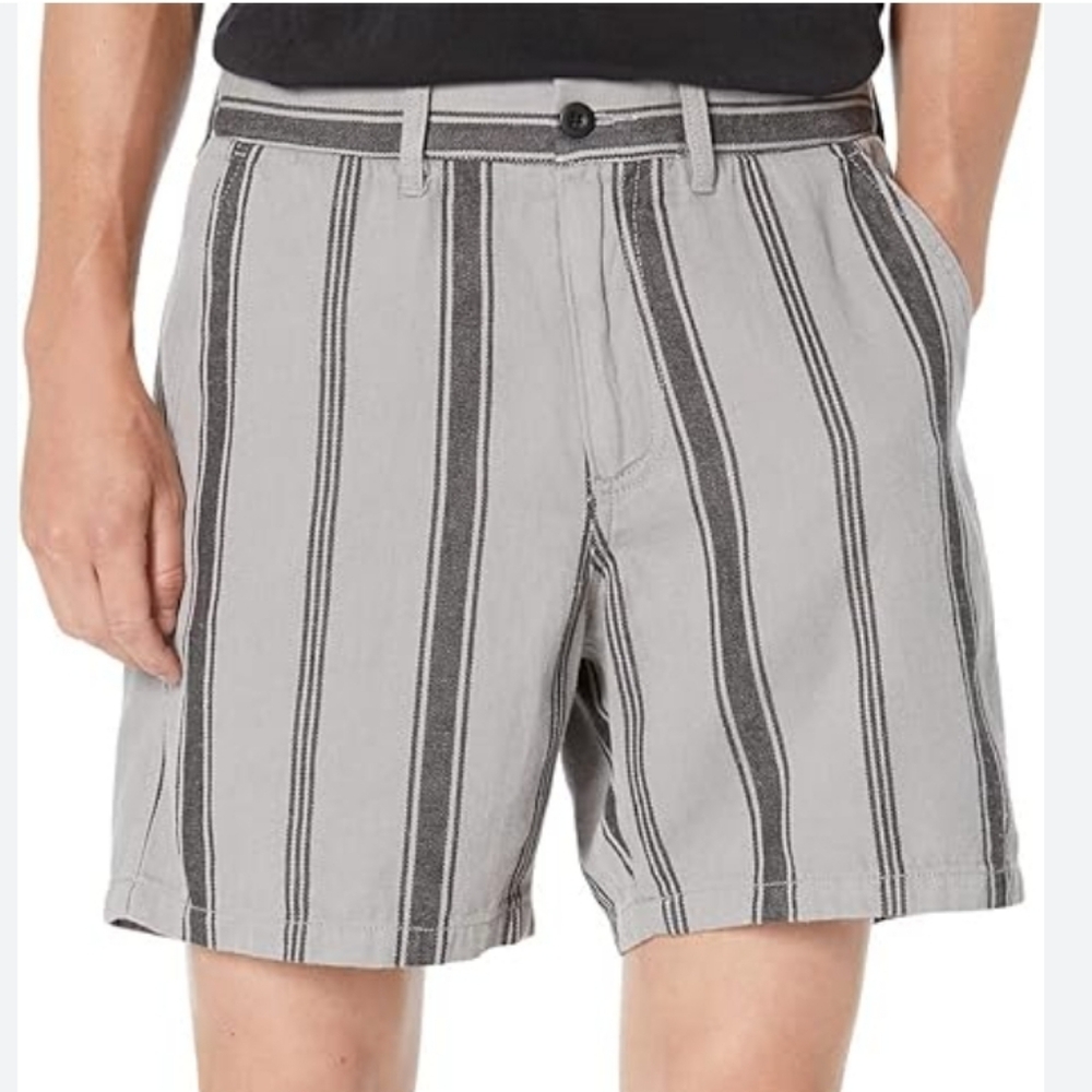 NWT Madewell Hemp Twill Cabana Stripe Black Coal Shorts
